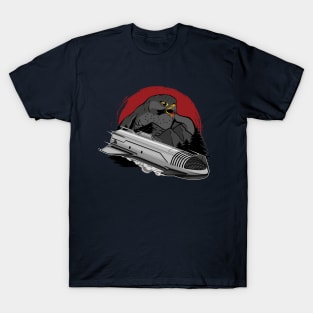 Space Starship Mars Rocket with Falcon T-Shirt